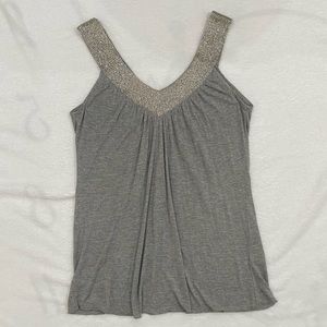 Flowy Grey Tank with Bead Detail